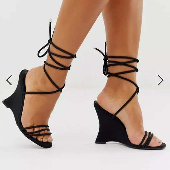 ASOS Shoes Asos Design Nelly Barely There Wedge In Black